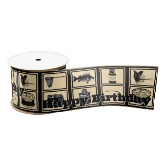 Fishing Birthday Ribbon, BDay, Ribbon, Fisherman Satin Ribbon