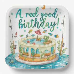 Fishing Birthday themed Anglers Fishermen party Paper Plate