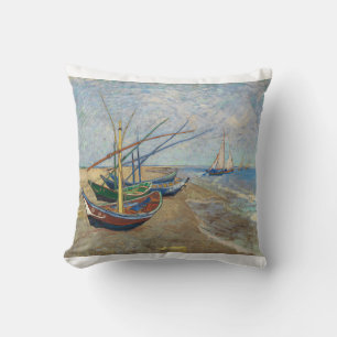 Fishing Boars on the Beach at Saintes Maries 1888 Cushion