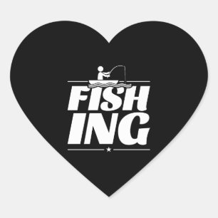 Fishing Boat Angler Fishing Heart Sticker