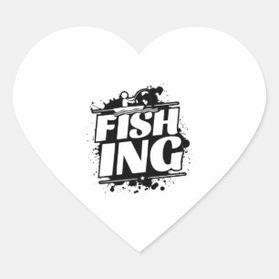 Fishing Boat Angler Fishing Heart Sticker