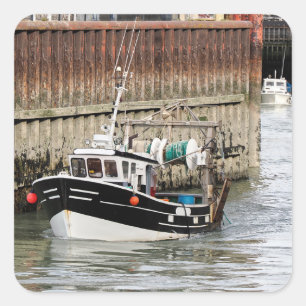 Fishing boat at Le Tréport in France  Square Sticker