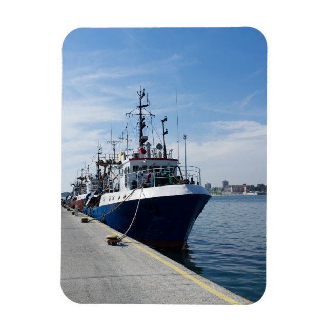 Fishing boat at mooring magnet (Vertical)