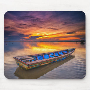 Fishing Boat At Sunrise Jubakar Beach Mouse Pad