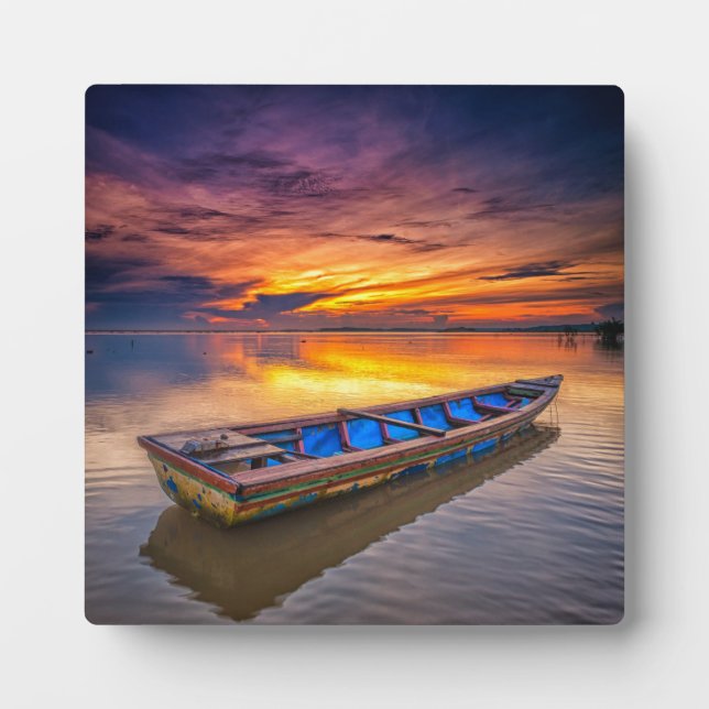 Fishing Boat At Sunrise | Jubakar Beach Plaque (Front)