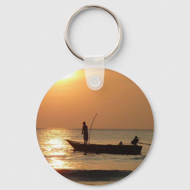 Fishing Boat at Sunset Key Ring (Front)