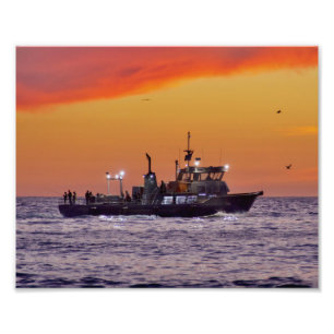 Fishing Boat At Sunset - Marina Del Rey, CA Photo Print
