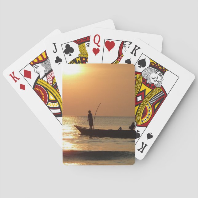Fishing Boat at Sunset Playing Cards (Back)