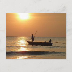 Fishing Boat at Sunset Postcard