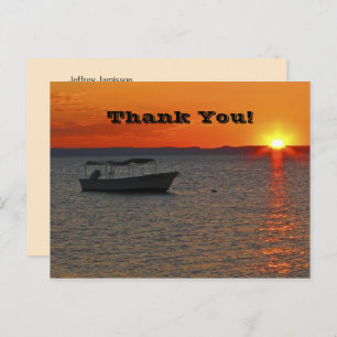 Fishing Boat at Sunset, Thank You Postcard