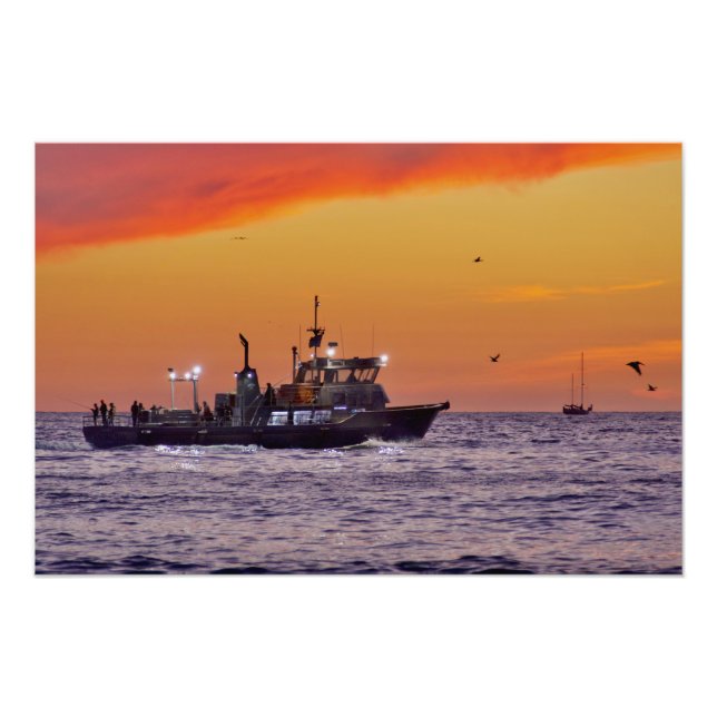 Fishing Boat at Sunset - Venice Beach, CA Photo Print (Front)