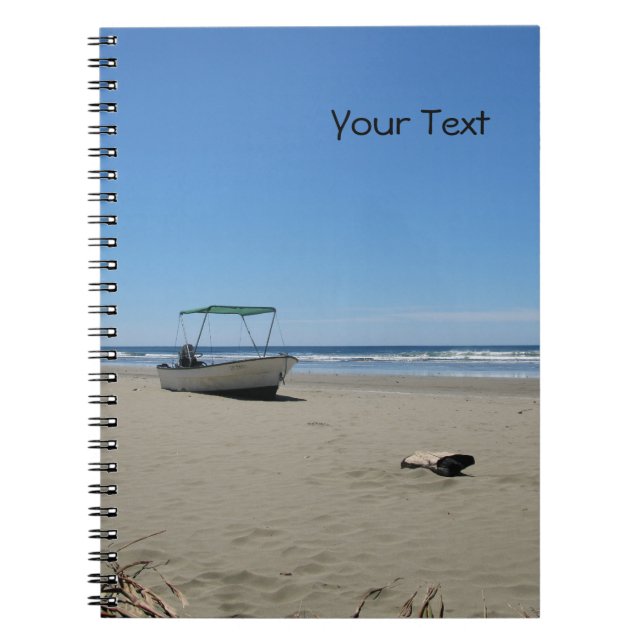 Fishing Boat at the Beach (customisable) Notebook (Front)