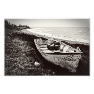 Fishing Boat black and white Photo Print