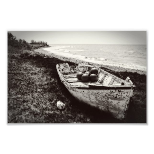 Fishing Boat black and white Photo Print (Front)