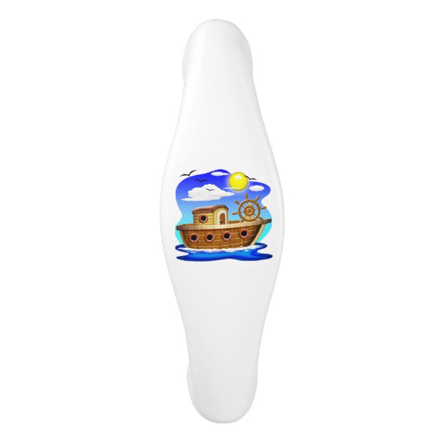 Fishing Boat Cartoon  Ceramic Cabinet Pull (Front)