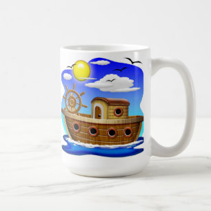 Fishing Boat Cartoon Coffee Mug