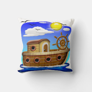 Fishing Boat Cartoon Cushion