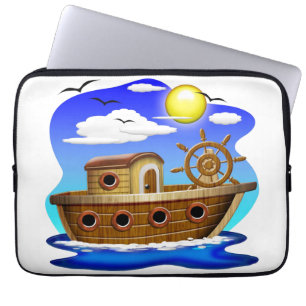 Fishing Boat Cartoon Laptop Sleeve