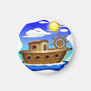 Fishing Boat Cartoon  Magnet