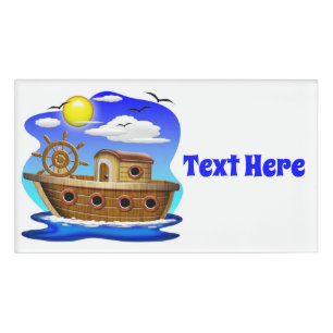 Fishing Boat Cartoon Name Tag