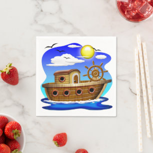 Fishing Boat Cartoon  Napkin
