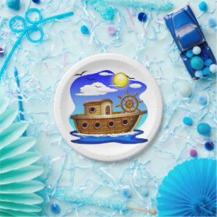 Fishing Boat Cartoon  Paper Plate