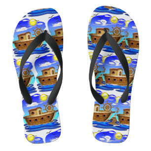 Fishing Boat Cartoon Thongs