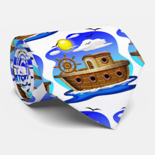Fishing Boat Cartoon  Tie