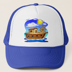 Fishing Boat Cartoon  Trucker Hat