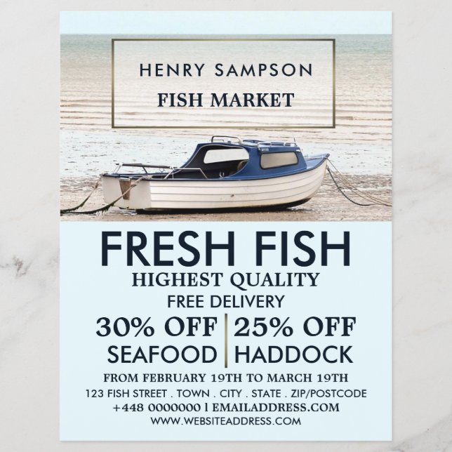 Fishing Boat, Fishmonger/Wife, Fish Market Advert Flyer (Front)