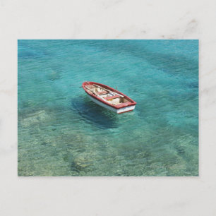 Fishing boat in clear, colourful water, Mani Postcard