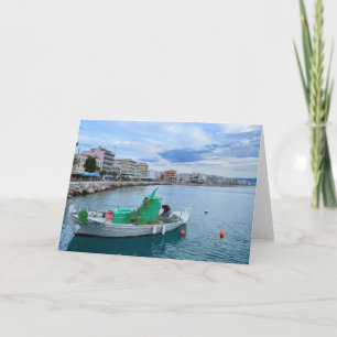 Fishing Boat In Harbour Corinth Greece Card
