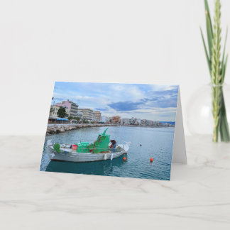 Fishing Boat In Harbour Corinth Greece Card