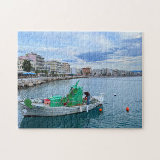 Fishing Boat In Harbour Corinth Greece Jigsaw Puzzle