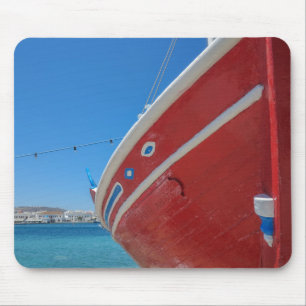 Fishing Boat In The Port Of Mykonos In Cyclades Mouse Pad
