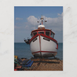Fishing Boat Morning Haze On Beach Postcard