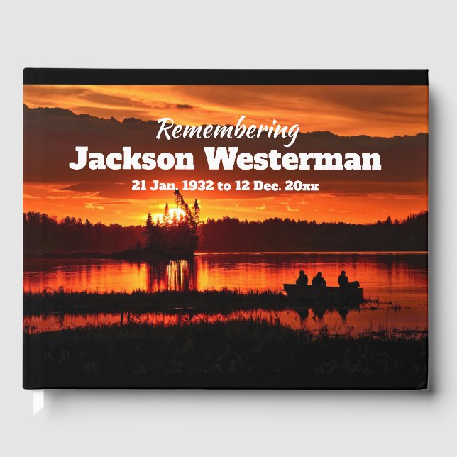 Fishing Boat on Lake Memorial  Guest Book (Front)