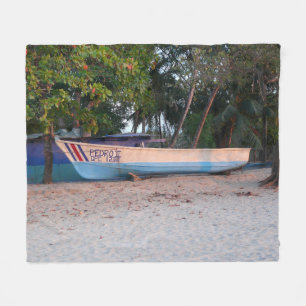 Fishing Boat on Tamarindo Beach, Costa Rica Fleece Blanket