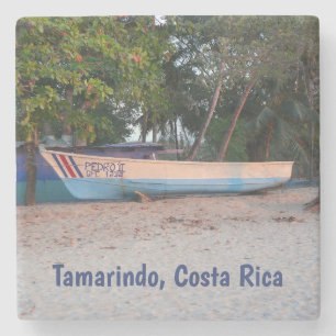 Fishing Boat on Tamarindo Beach, Costa Rica Stone Coaster