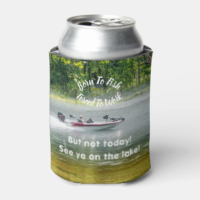 Fishing Boat On The Move Custom Can Cooler (Can Front)