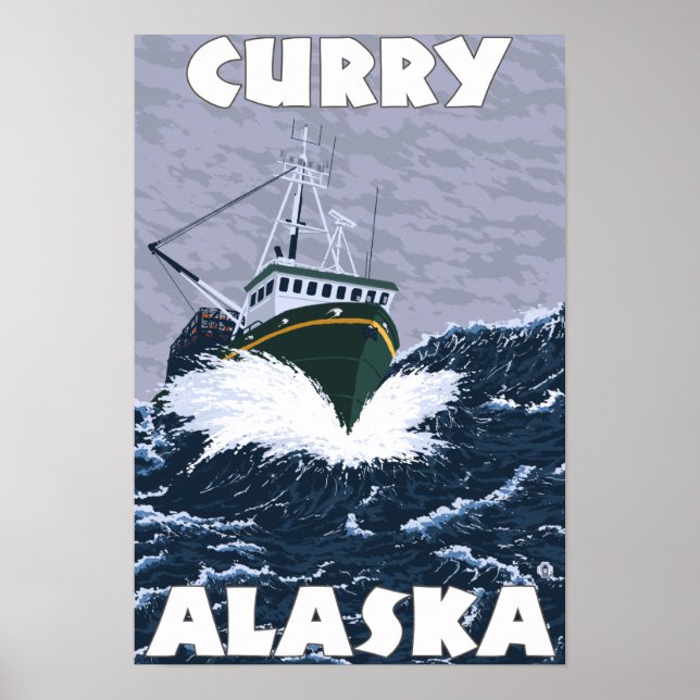 Fishing Boat Scene - Curry, Alaska Poster (Front)