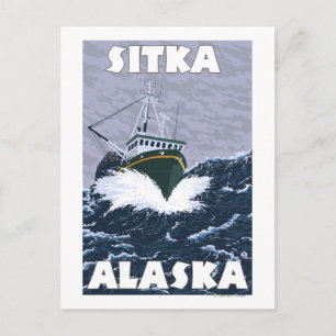 Fishing Boat Scene - Sitka, Alaska Postcard