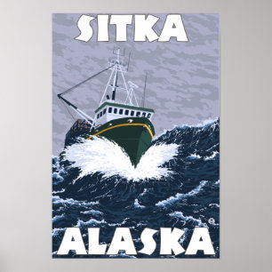 Fishing Boat Scene - Sitka, Alaska Poster