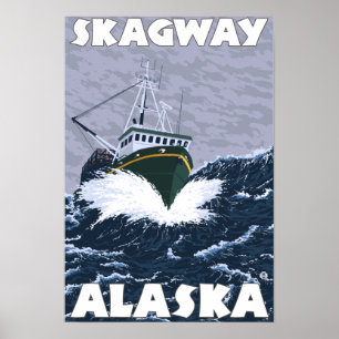 Fishing Boat Scene - Skagway, Alaska Poster