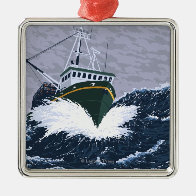 Fishing Boat Scene - Yukon, Alaska Metal Ornament (Front)