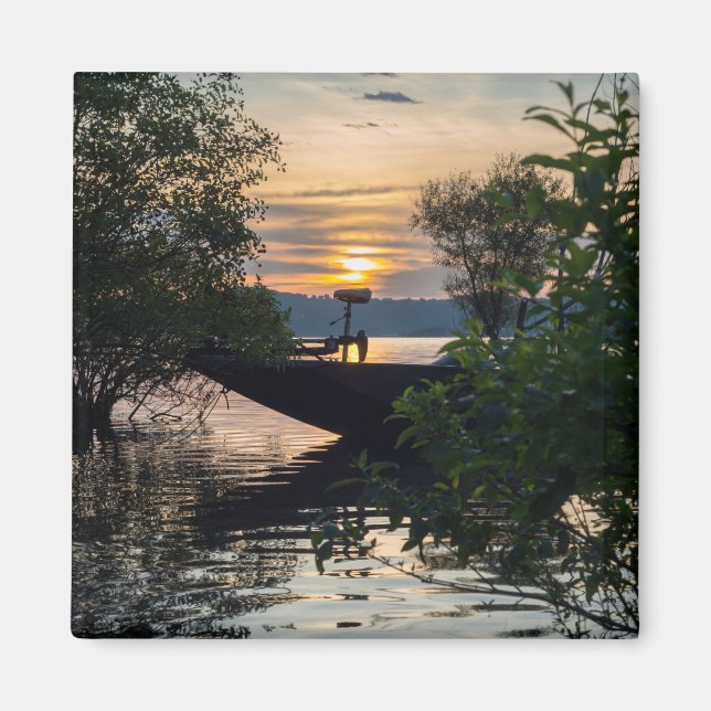 Fishing Boat Sunrise Magnet (Front)