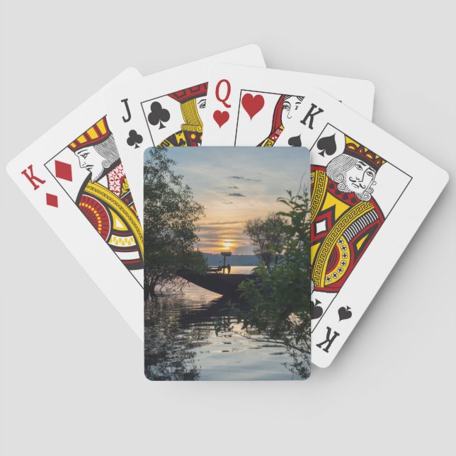 Fishing Boat Sunrise Playing Cards (Back)