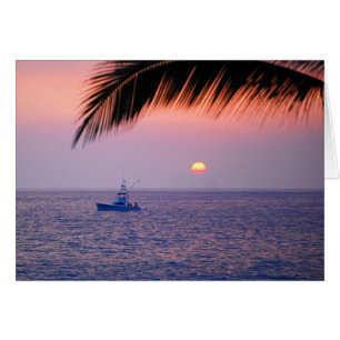 Fishing Boat Tropical Sunset Card