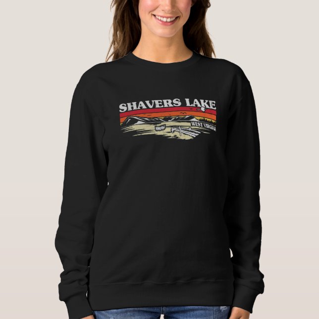 Fishing Boating Camping Lake Vacation Shavers Lake Sweatshirt (Front)