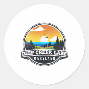 Fishing Boating Camping - Lakeview Deep Creek Lake Classic Round Sticker